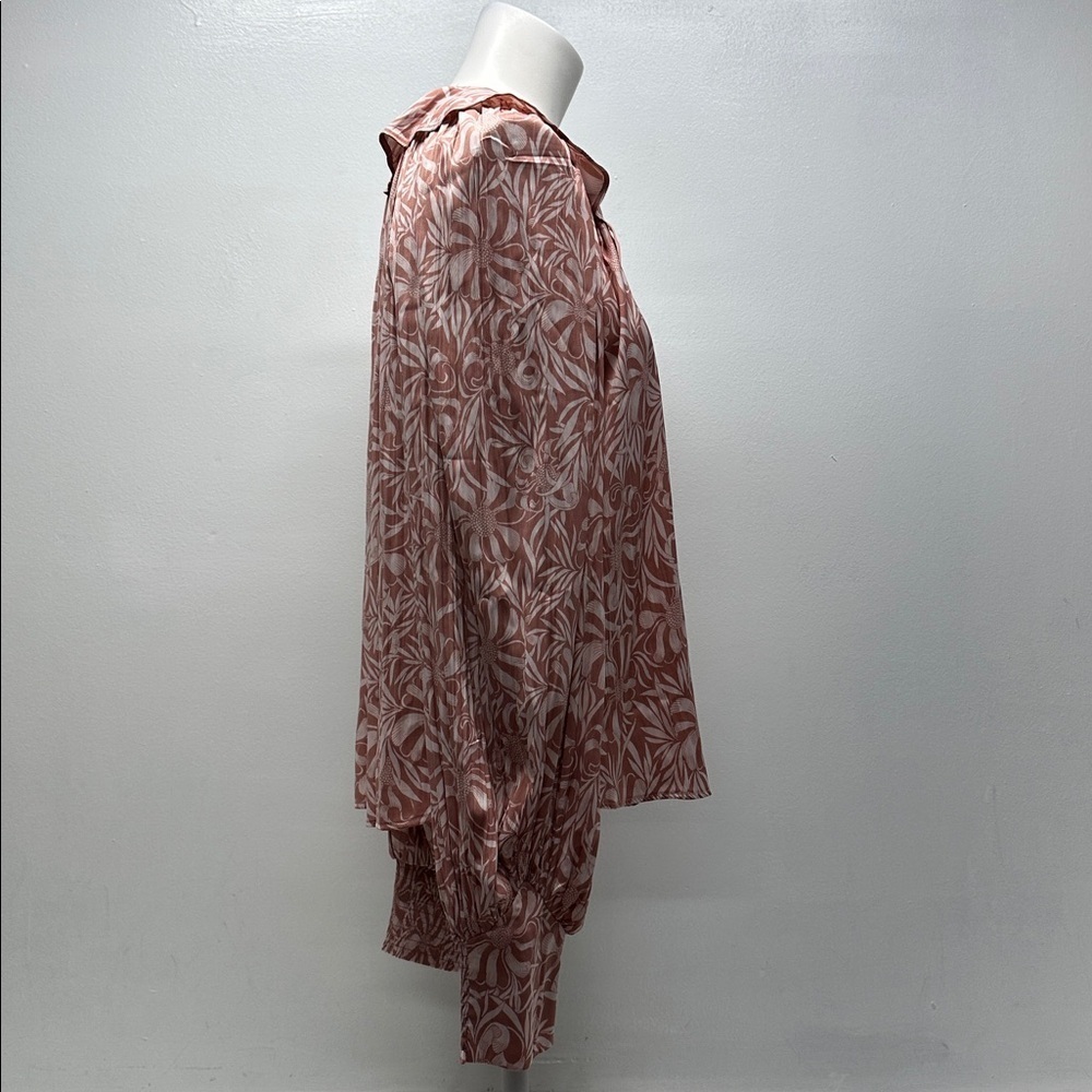 Florence Balducci Anthropologie Femme Blouse Collared Long Sleeve Top Pink Large - Picture 5 of 13